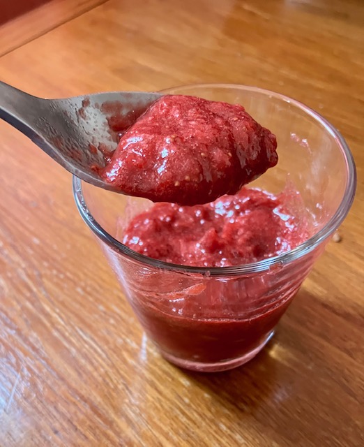 roasted strawberry jam in a glass jar