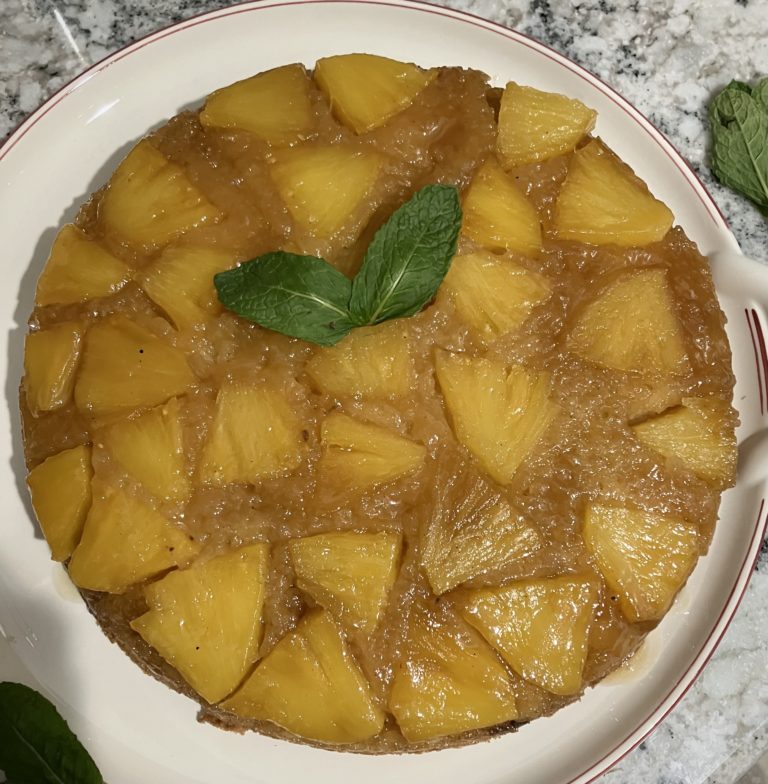 Pineapple Rum Upside Down Cake with a Twist