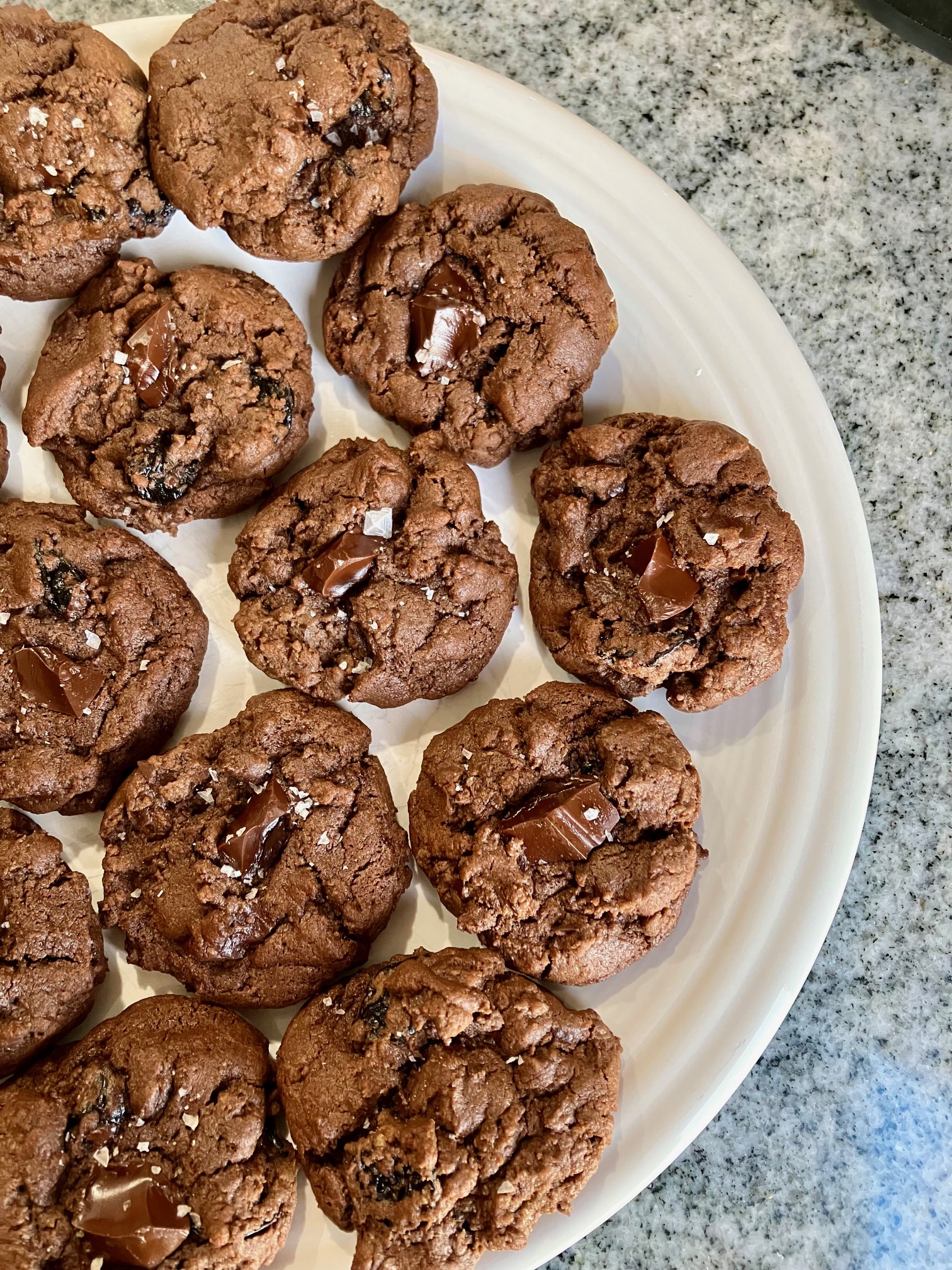 dark chocolate cherry cookies on a plate