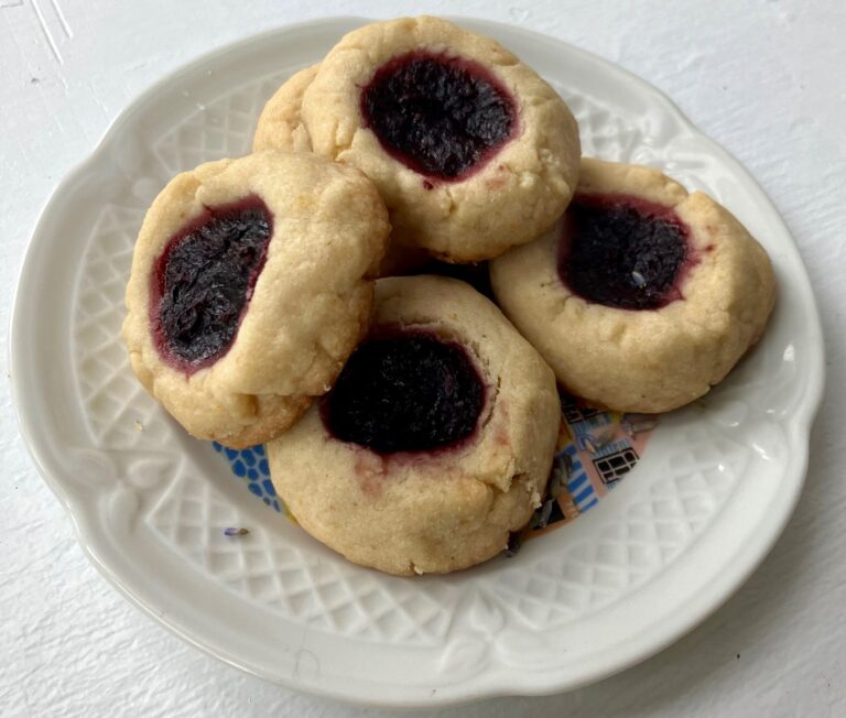 Blueberry lavender thumbprint cookies