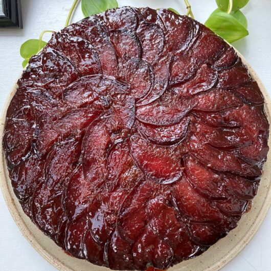 Caramelized honey and plum upside down cake