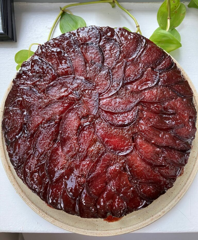 Caramelized honey and plum upside down cake