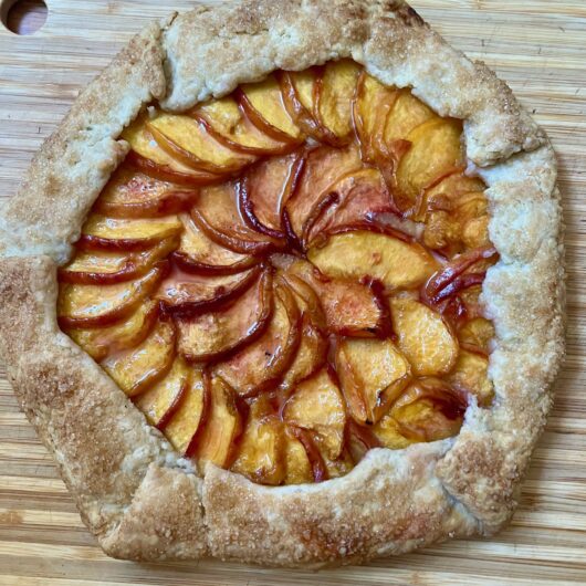 Peach galette with miso frangipane