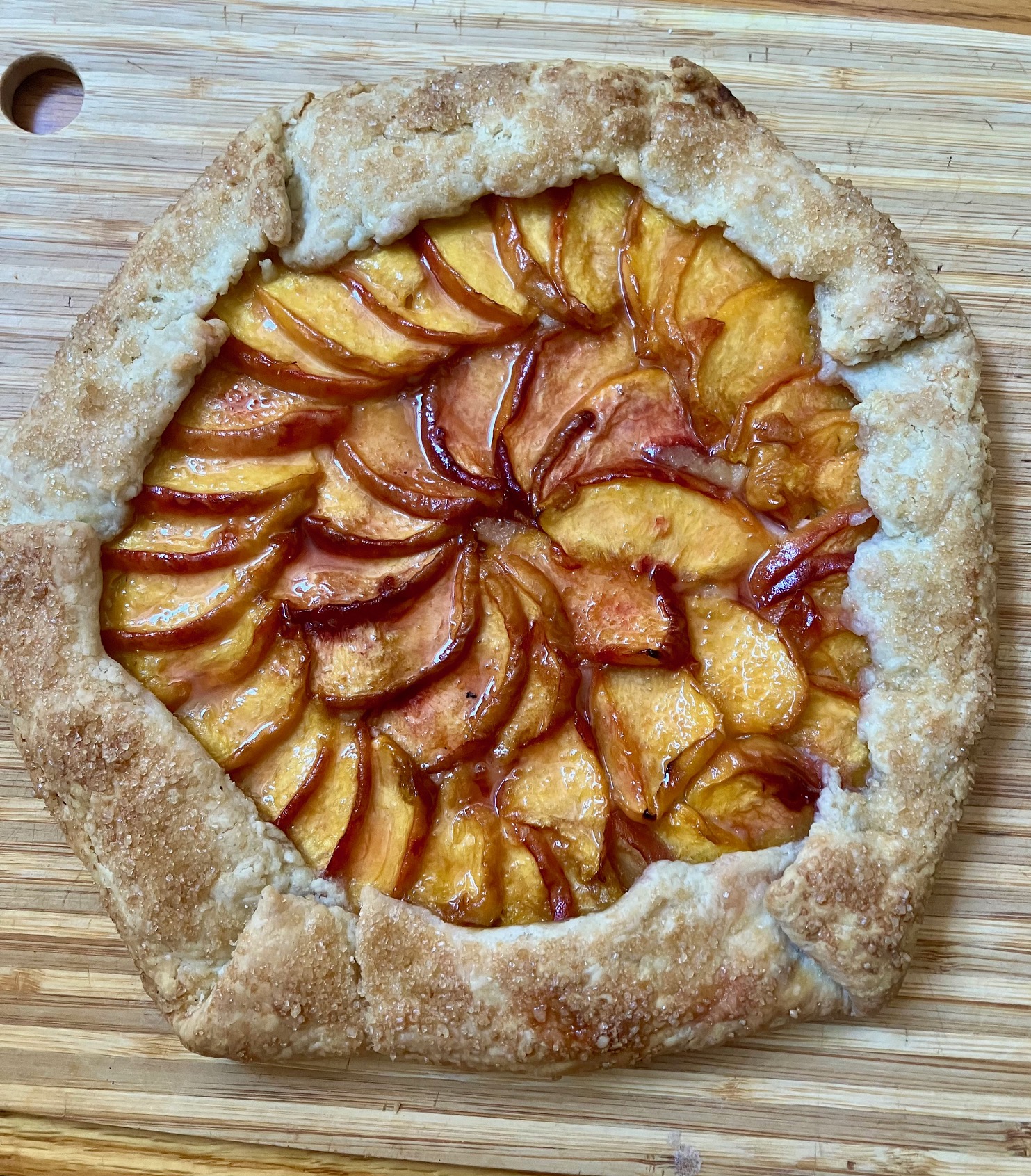 peach galette with miso frangipane