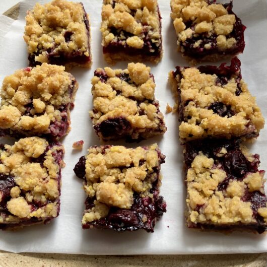 Blueberry crumb bars with crunchy polenta