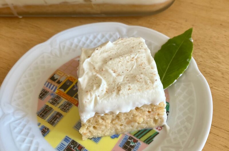 sweet potato tres leches cake on a plate