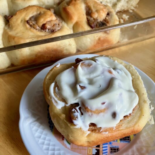 Dulce de leche and pecan cinnamon rolls