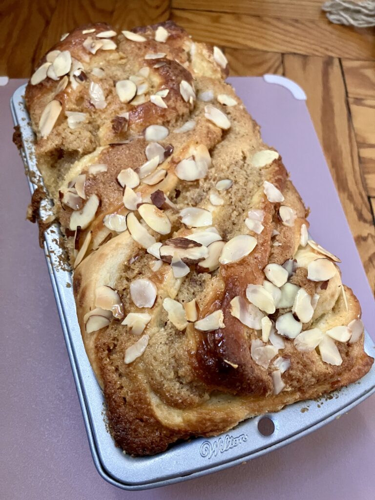 Almond croissant babka