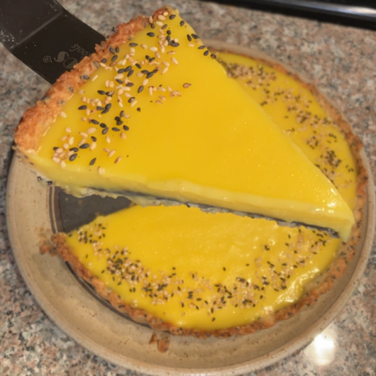 Black sesame and yuzu tart